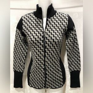 ARMANI COLLEZIONI Black Zippered Cardigan Sweater Top 6